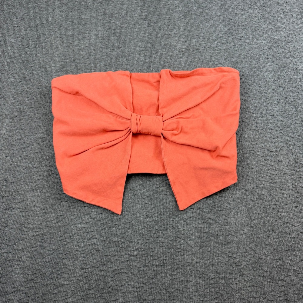 American Threads Tube Top Women's Large Coral Orange Bow Front Strapless Y22784
